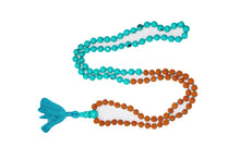  Turquoise Japa Mala Necklace Meditation Beaded Tassel Rudraksha Mala