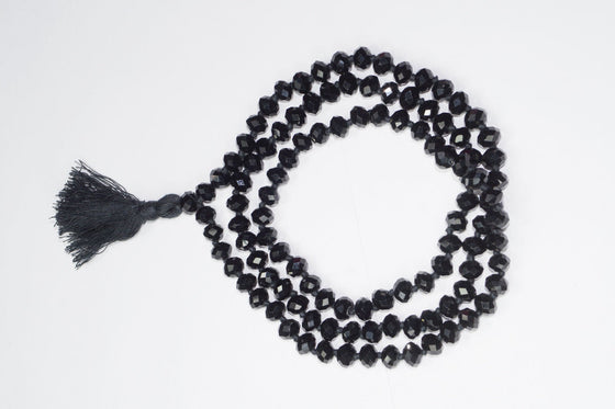 VEDAMALAS Black Swarovski Crystal Gem Beads Necklace Tibet Buddhist