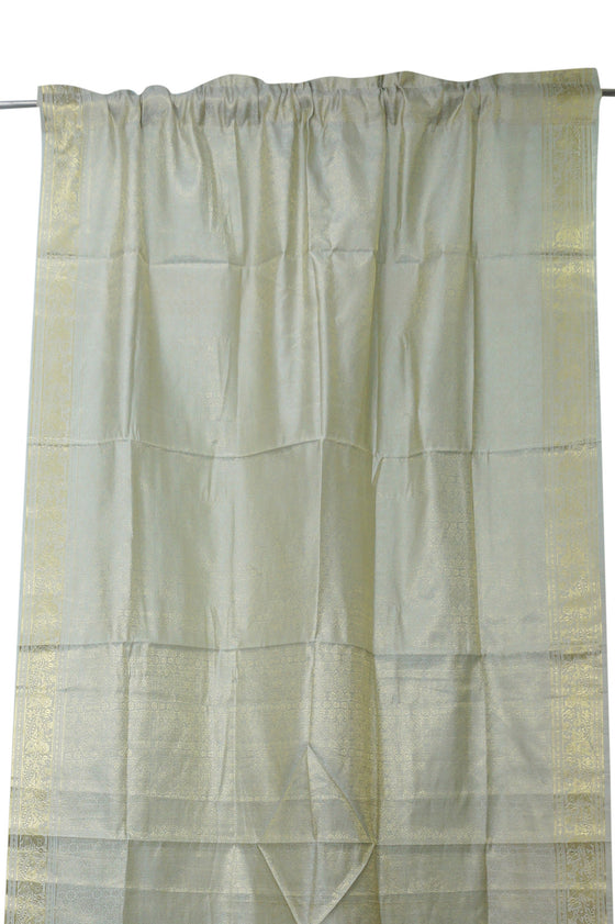 2 Sari Curtains Rod Pocket Panels Boho Ivory White