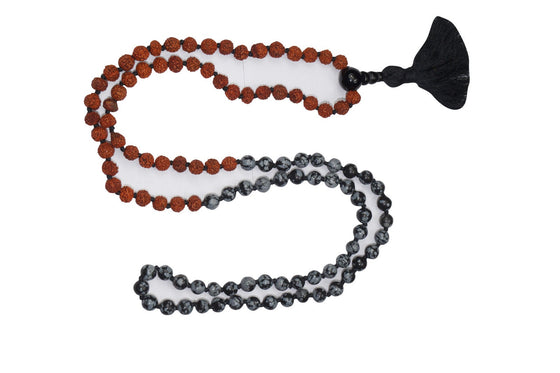 Smoky Obsidian Meditation mala for Protection Power Beads Mala