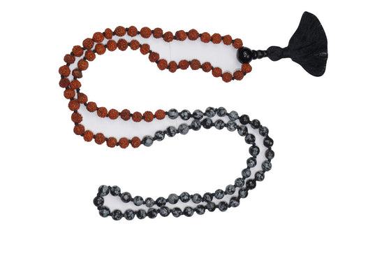 VEDAMALAS SMOKY OBSIDIAN Meditation mala for Protection Power Beads