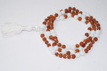  Blancing Energy Hand Knotted Moonstone Rudraksha Yoga Mala Spiritual