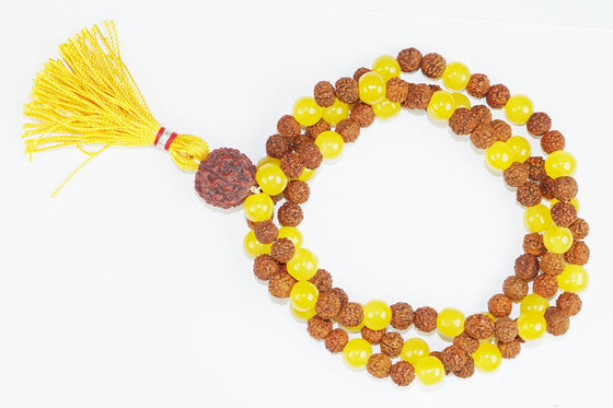 Yoga Mala Prayer Japamala Rudraksha Healing Yellow Jade Prayer Mala