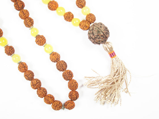Yoga Jewelry Rudraksha Sunny Forest Yellow Jade Prayer Beads