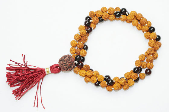 Yoga Mala 108 Mala Beads Garnet Rudraksha Meditation Japamala Healing