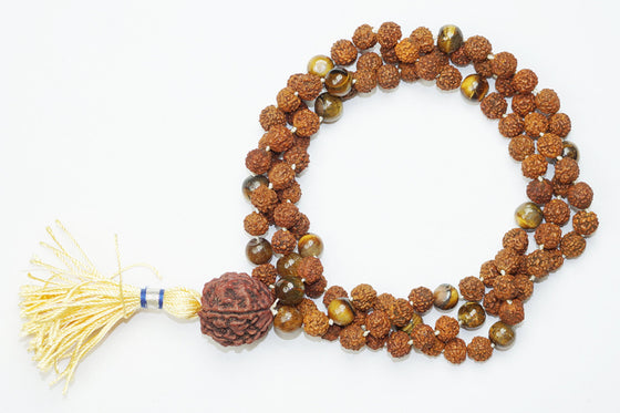 Handmade Yoga Mala Beads Natural Stone Rudraksha Guru Bead Mala
