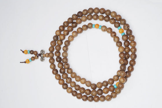 Buddhist Jewelry Yoga Mala Brown Wooden Tibetan Buddhist Meditation Mala