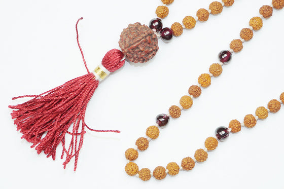 Buddhist Yoga Mala Beads Necklace Knotted Garnet Ambition Mala