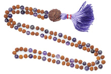  Tibet Buddhist Zen Mala Rudraksha AMETHYST Necklace Spiritual Beads