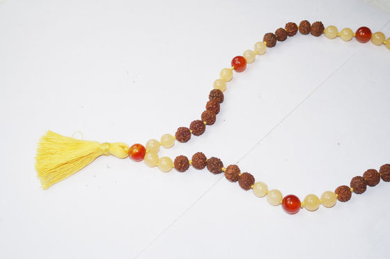 Yoga Necklace Rudraksha Spiritual Coral Beads Multi Strand Yoga Mala