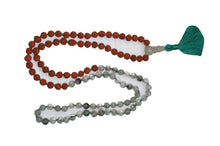  VEDAMALA Rudraksha Seed Mala Necklace Gray Crystal Quartz Beads