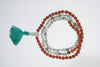 VEDAMALA Rudraksha Seed Mala Necklace Gray Crystal Quartz Beads