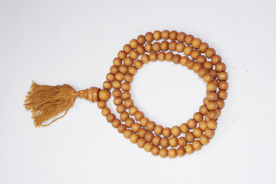 Yoga Prayer Mala Beads Necklace Sandal Wood Energized Meditation Mala