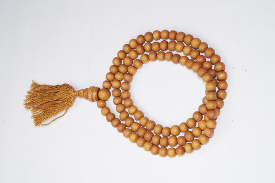 Yoga Prayer Mala Beads Necklace Sandal Wood Energized Meditation