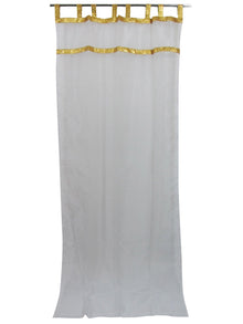  Snowflake White Sari Curtains, Indi Boho Sheer Curtains Tab Tops