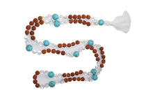  Mindful Turquoise Quartz Rudraksha Mala beads Healing Meditation Mala