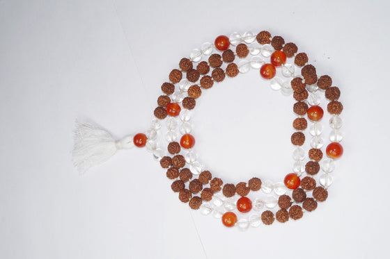 Yoga Buddhist Prayer Mala Beads Clearing Energies Coral Quartz Mala