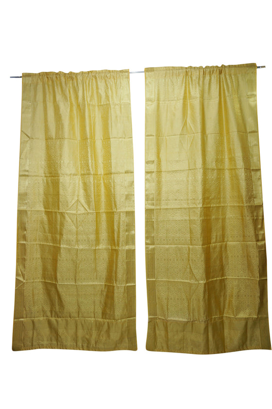 Pair of Sari Curtains Window Treatment Yellow Gold Drape Panel 96