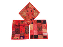  Throw Pillow Sham Vintage Patchwork Red Cushion Covers Set