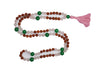 VEDAMALAS Rose Quartz Green Jade & Rudraksha Mala, Gemstone