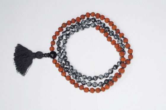 Smoky Obsidian Meditation mala for Protection Power Beads Mala