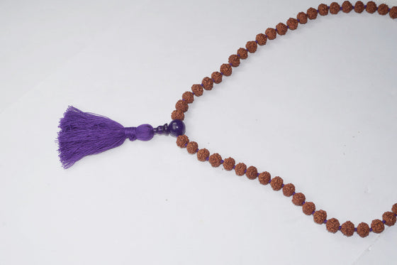 VEDAMALAS Amethyst Rudraksha Mala Beads 108 Mala Beads Tassel