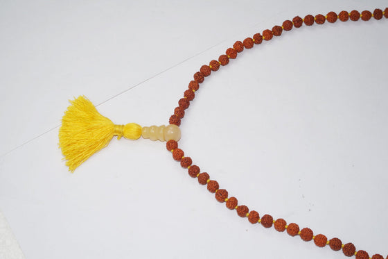 Citrine Meditation Mala Rudraksha Pearl Beads Japamala Tassel Handmade Mala