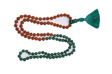  Hand Knotted Deep Meditation Mala Green Jade & Rudraksha Japa Mala