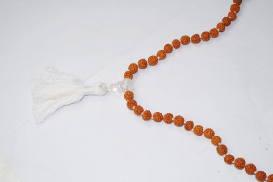 VEDAMALAS Rudraksha and Moonstone Beads Mala Encourage Japa Meditation