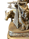 Fluting Krishna Statue Brass Indian Hindu God Lord Krishna with Cow