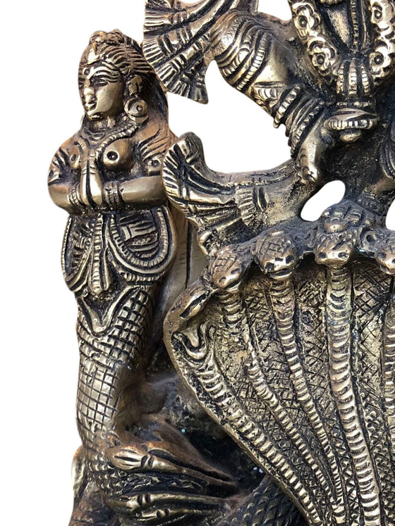 Antique Krishna Dancing On Serpent Kaliya handcrafted brass idol