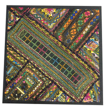  Indian Tapestry Throw Pillow Cover Patchwork Banjara Kutch Green