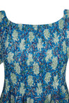 Bohemian Gypsy Dress Printed Blue Loose Dresses Hippy Chic L