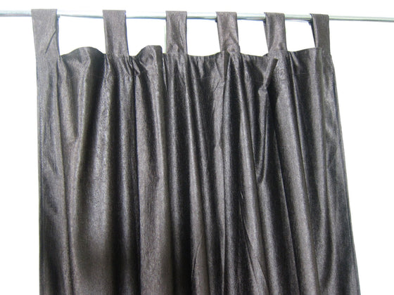 Pair of Brown Crushed Velvet Feel Curtains Drapes, Tab Tops,108