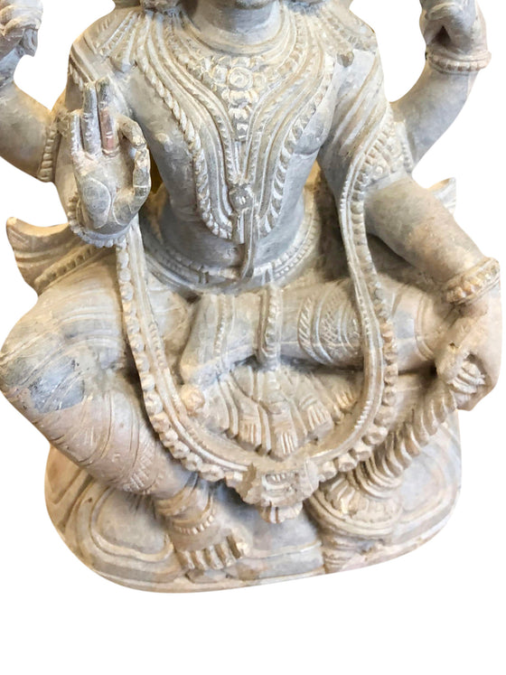 Vishnu Seated Blessing Vishnu Peaceful Yoga Stone Statue