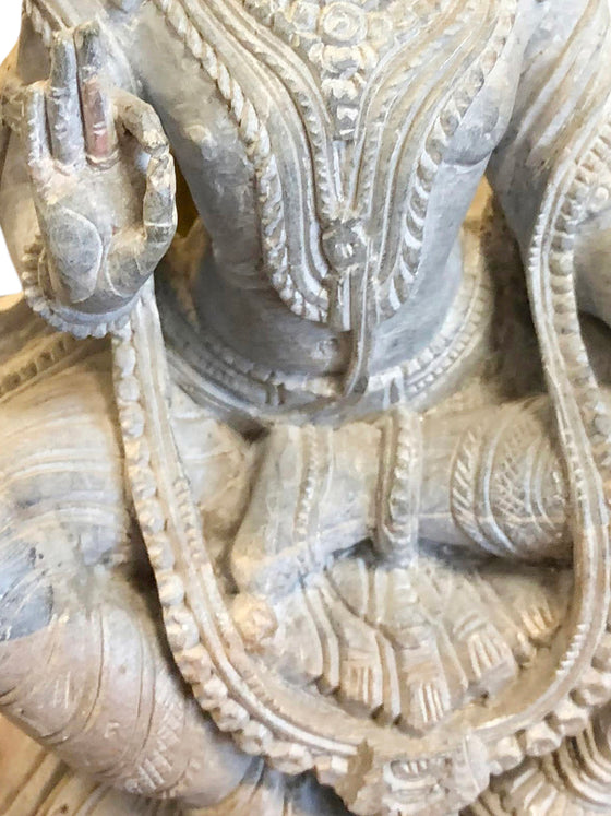 Vishnu Seated Blessing Statue Peaceful Yoga Stone Statue