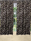 Pair of Printed Curtains, Brown Floral Printed Tab Top Drapes 96