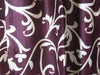 2 Curtains Floral Printed Crushed Velvet Feel Plum Curtains 96