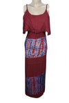 MAXI dress,Boho Maroon Tie Dye DRess,Casual Summer Strap M