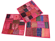  Set of 3 Indian Cushion Covers Vintage Pink Patchwork