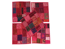  Pink Cushion Covers, Boho Vintage Sari Patchwork Decorative Sofa