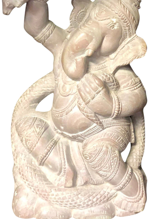 Ganesha Hand Carved Stone Statue Kundalini Spiritual Ganesha With Snake