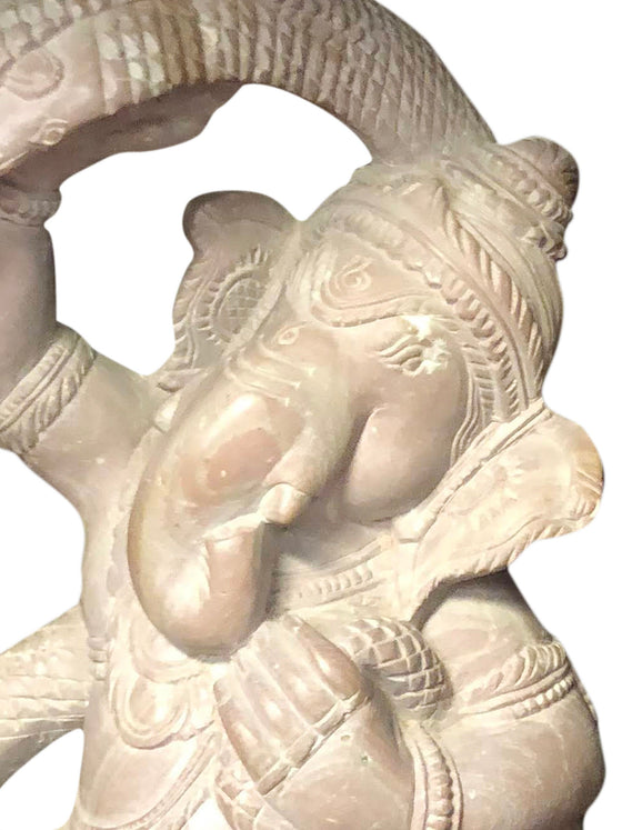 Kundalini Ganesha Spiritual Hand Carved Stone Statue Playing With