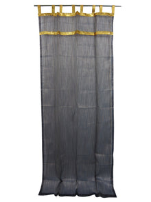   Sheer Window Curtains Blue Gold Stripes Bed Canopy Curtains