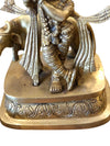 Fluting Krishna, Brass Indian Hindu God Lord Krishna with Cow