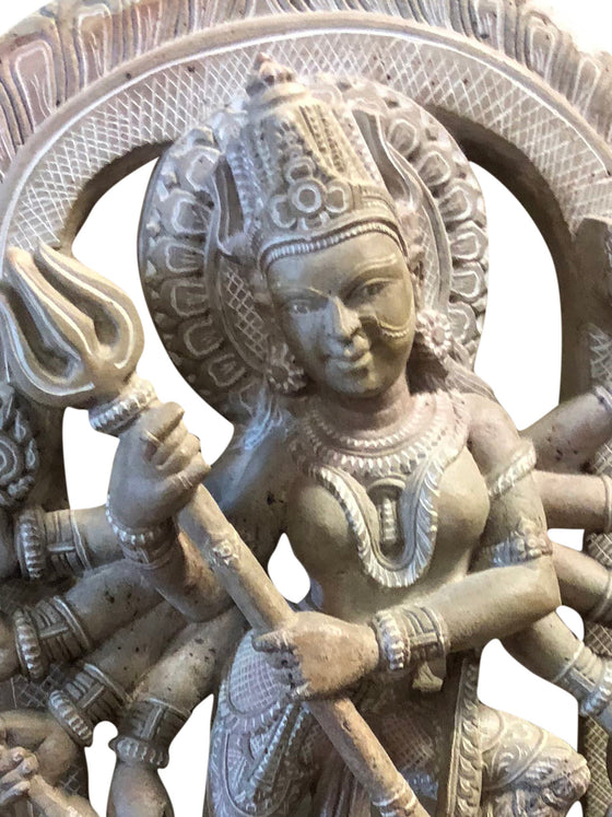 Goddess Durga Statue Mahishasur Mardini Sculpture of A Warrior