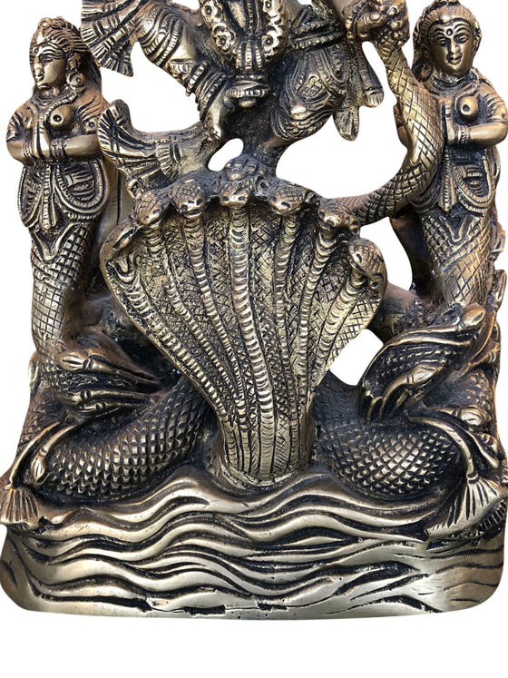 Antique Krishna Statue Dancing On Serpent Kaliya Handcrafted Brass Idol
