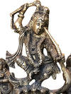 Antique Krishna Statue Dancing On Serpent Kaliya Handcrafted Brass Idol