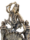 Antique Krishna Statue Dancing On Serpent Kaliya Handcrafted Brass Idol