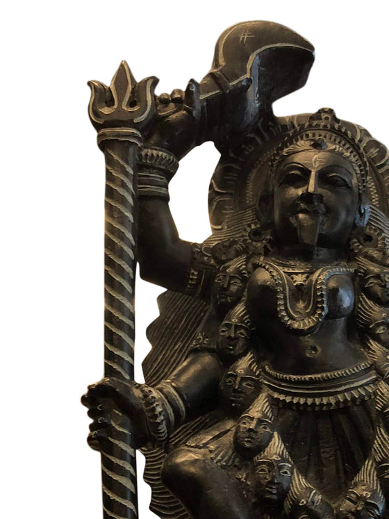 Vintage Stone Statue Maa Kali Hindu Goddess Altar Deity Sculpture